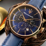 Maserati Epoca Blue Dial Leather Strap Men Watch R8871618013