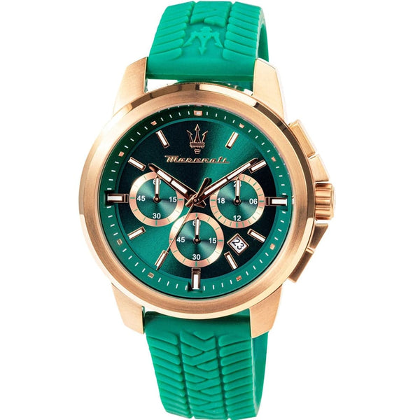 Maserati Successo Chronograph Green Silicone Strap Men Watch R8871621038