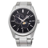 Orient Moon Phase Black Dial Silver Stainless Steel Strap Unisex Watch RA-AK0307B10B