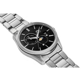 Orient Moon Phase Black Dial Silver Stainless Steel Strap Unisex Watch RA-AK0307B10B