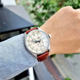 Orient Defender Beige Dial Brown Leather Strap Men Watch RA-AK0405Y10B