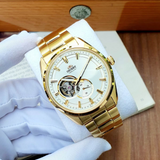 Orient Semi Skeleton Gold Stainless Steel Strap Men Watch RA-AR0007S10B