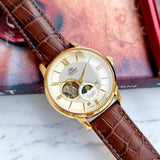 Orient Automatic White Dial Brown Leather Strap Men Watch RA-AS0010S10B