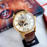 Orient Automatic White Dial Brown Leather Strap Men Watch RA-AS0010S10B