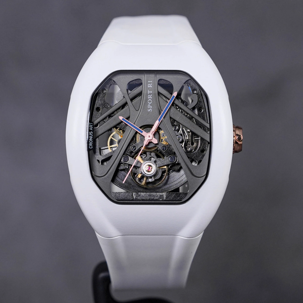 Cronus Art Sport R1 Precision White Strap Men's Watch -  Skeleton Dial | RI-001