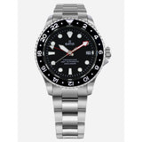 Ratio Freediver GMT Black Dial Silver Stainless Steel Strap Men's Watch RTF051