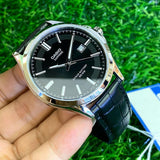 CASIO GENERAL MTS-100L-1AVDF-P BLACK LEATHER MEN WATCH