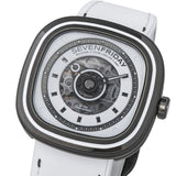 Sevenfriday Automatic Skeleton Dial White Leather Strap Men Watch SF-T1/05