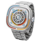 Sevenfriday Automatic Skeleton Dial Silver Stainless Steel Strap Men Watch SF-T1/08