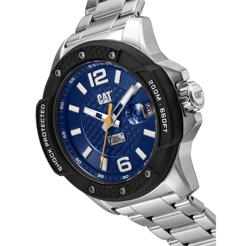 Caterpillar Shockmaster Evo Blue Dial Stainless Steel Strap Men's Watch SJ.141.11.631