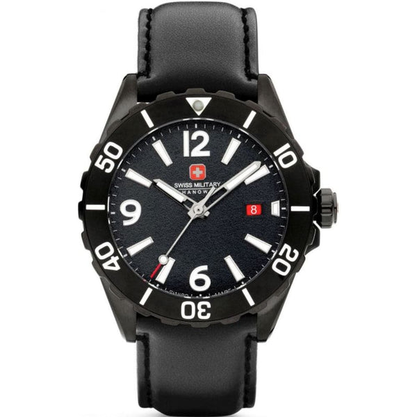 Swiss Military Hanowa Carbon Peak Black Dial & Leather Strap Men Watch SMWGB0000230