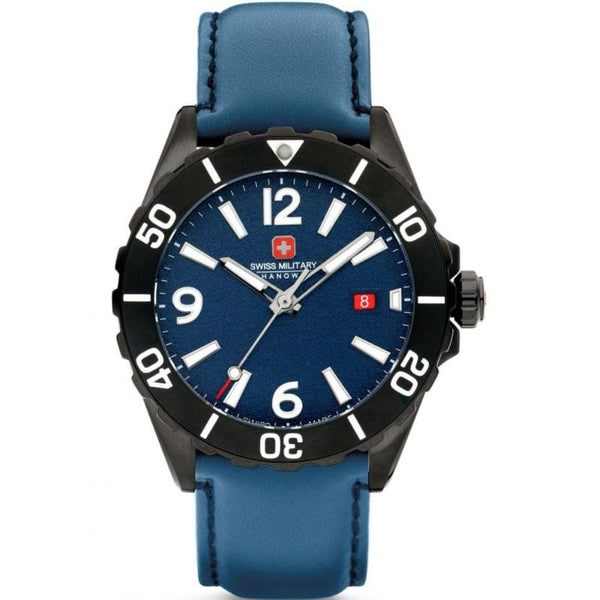 Swiss Military Blue Dial & Leather Strap Men Watch SMWGB0000250