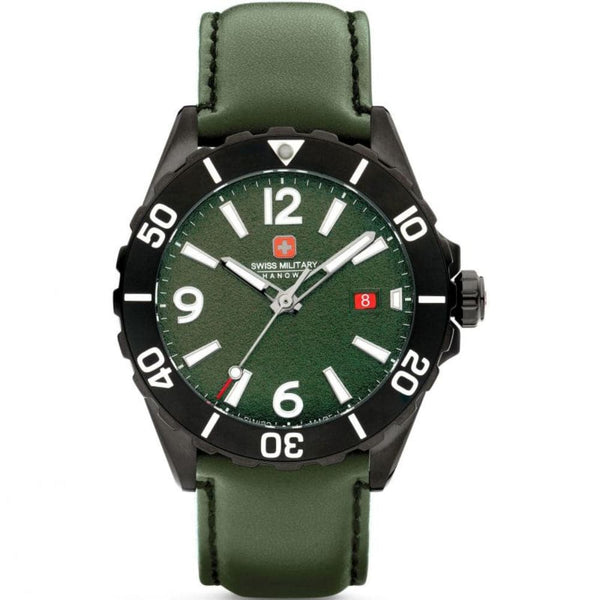Swiss Military Hanowa Carbon Peak Green Dial & Leather Strap Men Watch SMWGB0000251