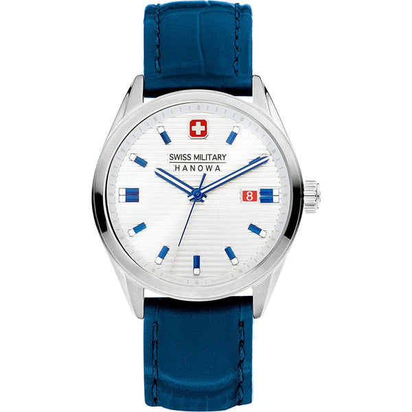 Swiss Military Hanowa White Dial Blue Leather Strap Men Watch SMWGB2200103