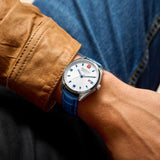 Swiss Military Hanowa Roadrunner White Dial Blue Leather Strap Men Watch SMWGB2200103