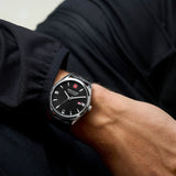 Swiss Military Hanowa Roadrunner Black Dial And Leather Strap Men Watch SMWGB2200104
