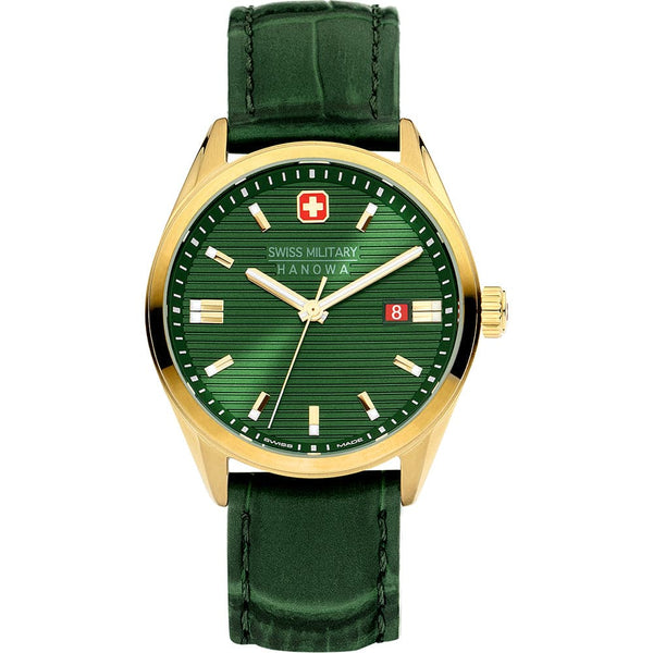 Swiss Military Green Dial & Leather Strap Men Watch SMWGB2200111