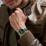 Swiss Military Hanowa Roadrunner Green Dial & Leather Strap Men Watch SMWGB2200111