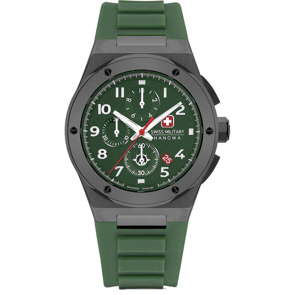 Swiss Military Hanowa Chronograph Green Rubber Strap Men Watch SMWGO2102040