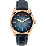 Swiss Military Hanowa Mountain Crystal Blue Leather Strap Women Watch SMWLA2100820