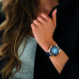 Swiss Military Hanowa Mountain Crystal Blue Leather Strap Women Watch SMWLA2100820