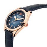 Swiss Military Hanowa Mountain Crystal Blue Leather Strap Women Watch SMWLA2100820