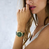 Swiss Military Hanowa Green Dial & Leather Strap Women Watch SMWLB2200211