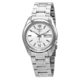 Seiko 5 White Dial Silver Stainless Steel Strap Men Watch SNKL51K1P