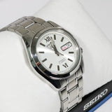 Seiko 5 White Dial Silver Stainless Steel Strap Men Watch SNKL51K1P