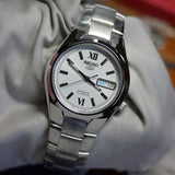 Seiko 5 White Dial Silver Stainless Steel Strap Men Watch SNKL51K1P