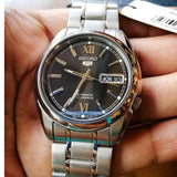 Seiko 5 Black Dial Silver Stainless Steel Strap Men Watch SNKL55K1P