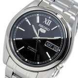Seiko 5 Black Dial Silver Stainless Steel Strap Men Watch SNKL55K1P