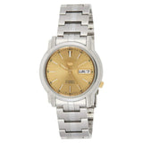 Seiko 5 Gold Dial Silver Stainless Steel Strap Men Watch SNKL81K1P