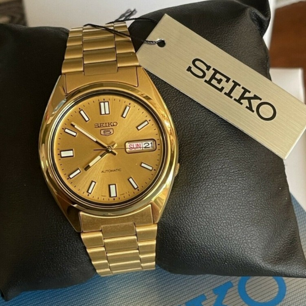 Seiko 5 Gold Stainless Steel Strap Men Watch SNXS80K1P