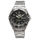 Seiko 5 Black Dial Silver Stainless Steel Strap Men Watch SNZB23J1P