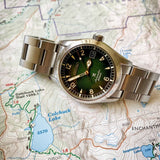 Seiko Prospex Land Green Dial Silver Stainless Steel Strap Men Watch SPB155J1