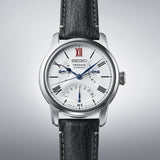 Seiko Presage White Dial Black Leather Strap Men Watch SPB393J1