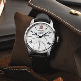 Seiko Presage White Dial Black Leather Strap Men Watch SPB393J1