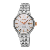 Seiko White Dial And Silver Stainless Steel Women Watch SRE009J1