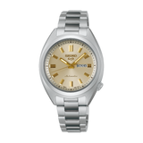 Seiko 5 Sports Silver Stainless Steel Strap Women's Watch - Yellow Gold Dial | SRE023K1