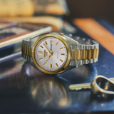 Seiko 5 Sports Two-Tone Stainless Steel Strap Women's Watch - Curved Hardlex | SRE024K1