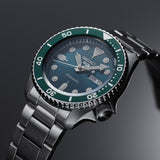 SEIKO 5 SPORTS BLUE GREEN DIAL STAINLESS MEN'S WATCH SRPD61K1