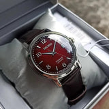 Seiko Presage Red Dial Leather Strap Men Watch SRPE41J1P