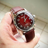 Seiko Presage Red Dial Leather Strap Men Watch SRPE41J1P