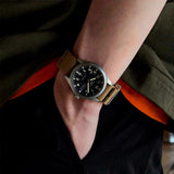 Seiko 5 Brown Nylon Strap Men's Watch - Day-Date Display | SRPG35K1