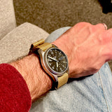 Seiko 5 Brown Nylon Strap Men's Watch - Day-Date Display | SRPG35K1