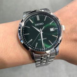 Seiko Green Dial Silver Stainless Steel Strap Men Watch SRPH89K1P