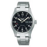 Seiko 5 Black Dial Silver Stainless Steel Strap Men Watch SRPJ81K1P