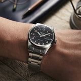 Seiko 5 Black Dial Silver Stainless Steel Strap Men Watch SRPJ81K1P