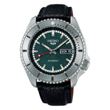 Seiko 5 Green Dial Black Leather Strap Men Watch SRPJ91K1P
